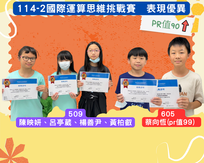 114-2國際運算思維挑戰賽 表現優異