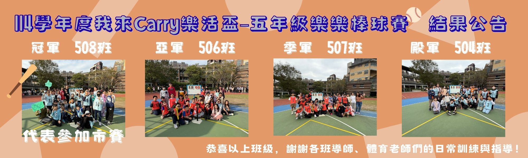 114學年度我來Carry樂活盃—五年級樂樂棒球賽 結果公告